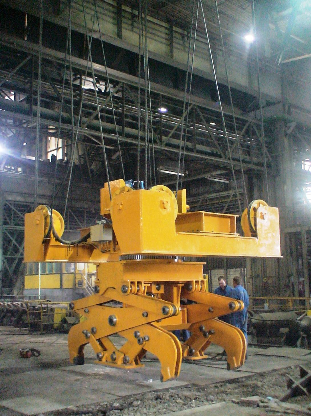 Hoist operated Slab Tong with 4-point Suspension and Rotating Unit